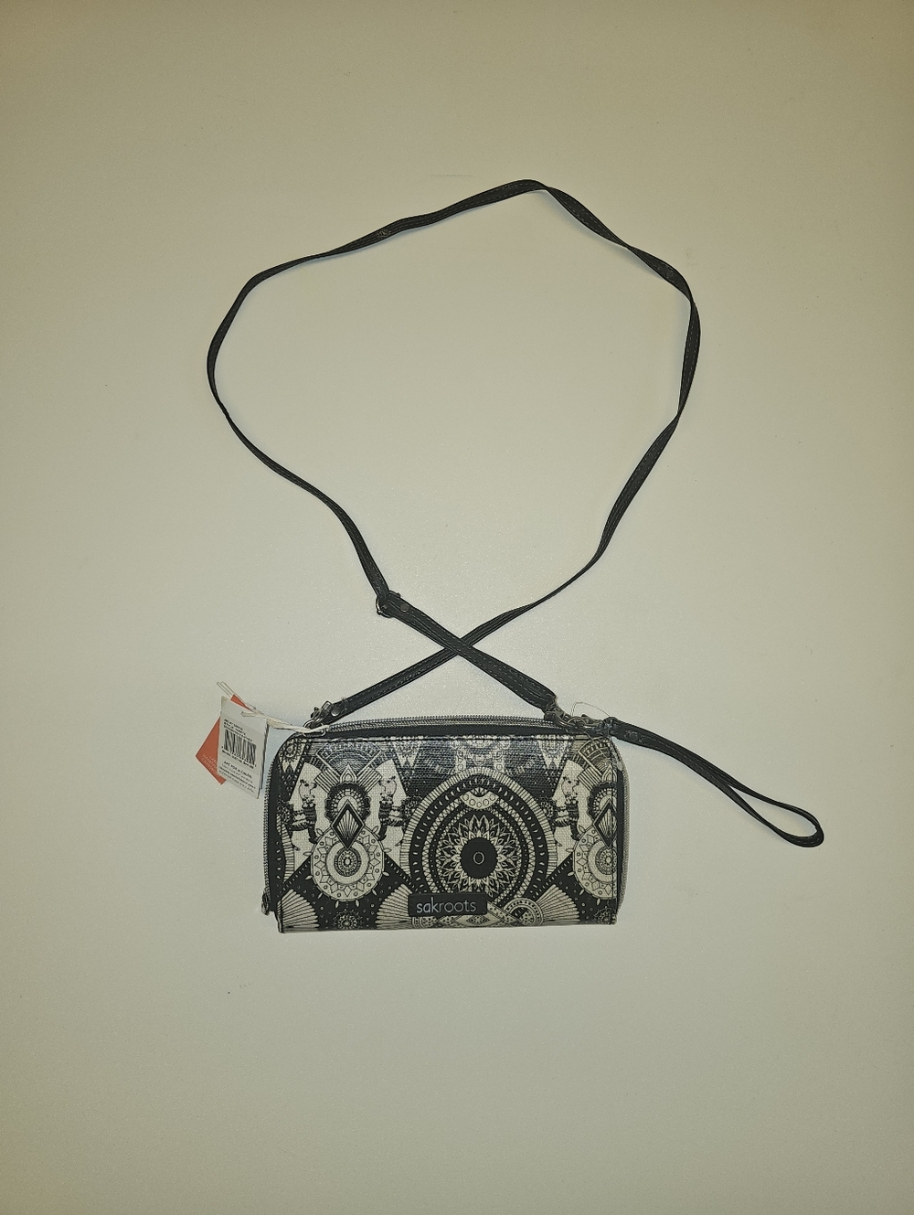 NWT OS Sakroots | Black White Boho Print Wallet Crossbody Phone Purse - Picture 6 of 9
